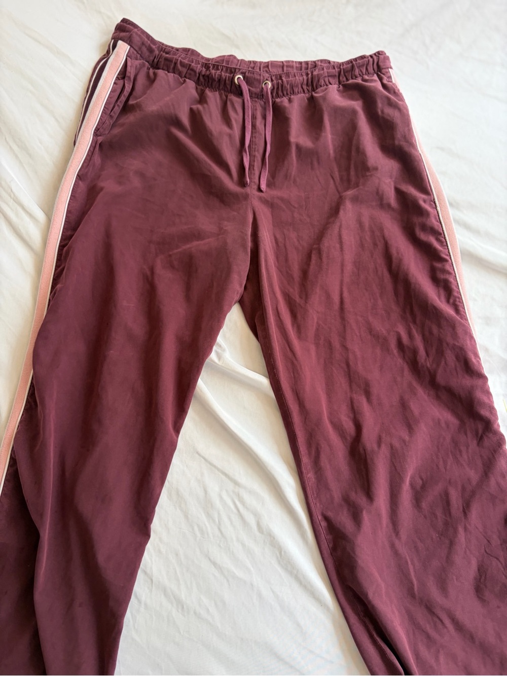 GreenTea Men's Burgundy Joggers with Pink Side Stripe